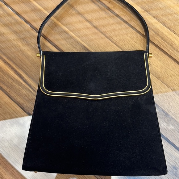 Beautiful, vintage, black suede, perma suede shoulder bag in great condition - Picture 1 of 9